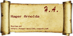 Hager Arnolda névjegykártya